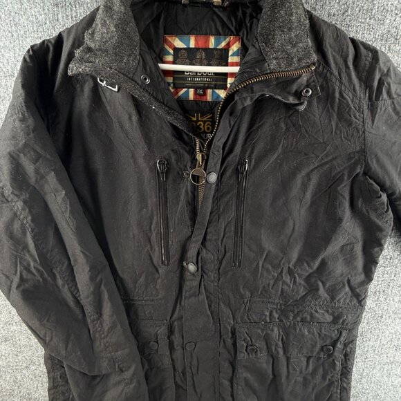 Barbour International Struts Waxed Jacket Men Full Zip Insulated 2XL Pockets - Picture 1 of 16